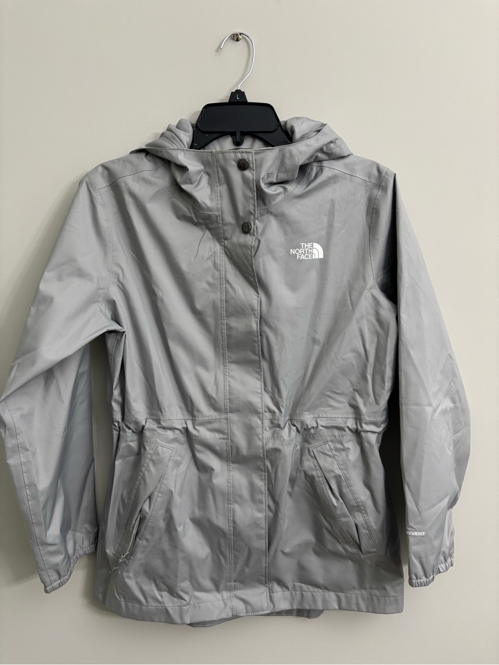 The North Face Light Gray Hooded Kids Raincoat